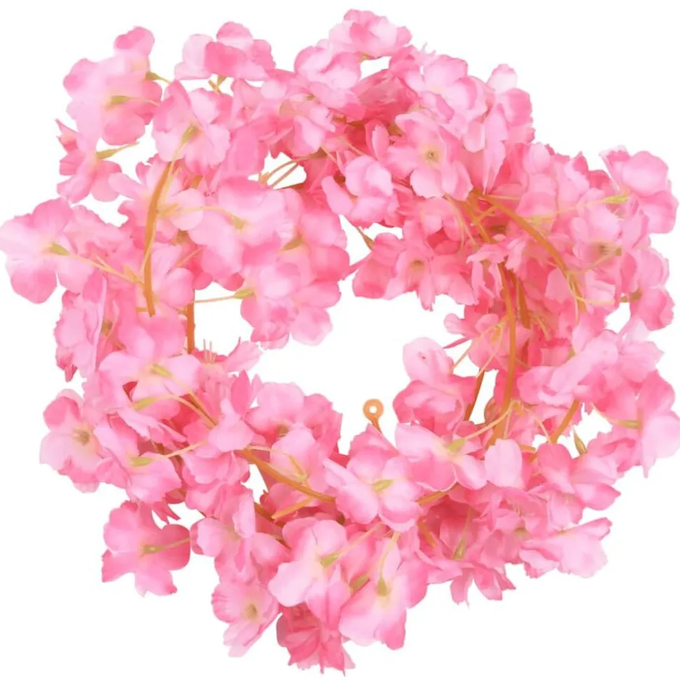 vidaXL Bloemenslingers 6 st 180 cm donkerroze