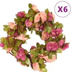 vidaXL Bloemenslingers 6 st 250 cm rozerood