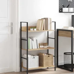 vidaXL Boekenkast 3 schappen 60x27,6x90,5 cm bewerkt hout eikenkleurig