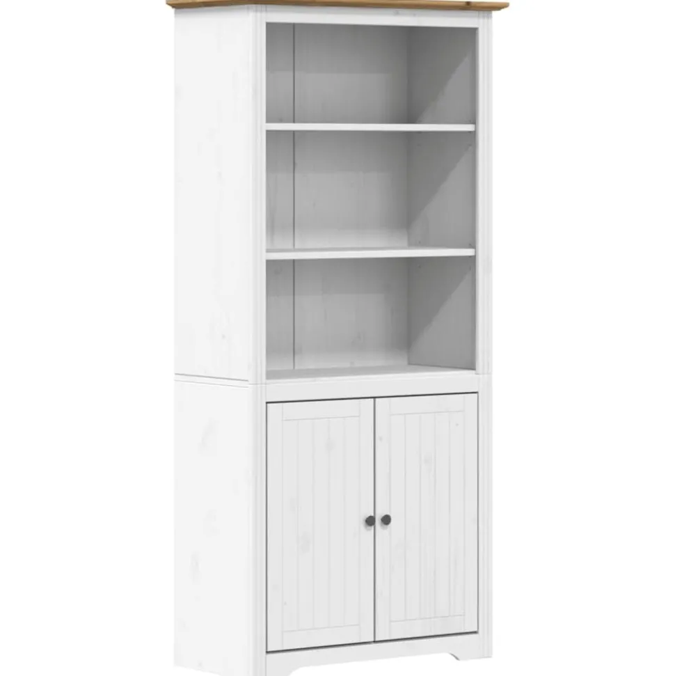 vidaXL Boekenkast BODO 82x40x173 cm massief grenenhout wit en bruin