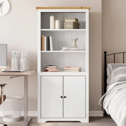 vidaXL Boekenkast BODO 82x40x173 cm massief grenenhout wit en bruin