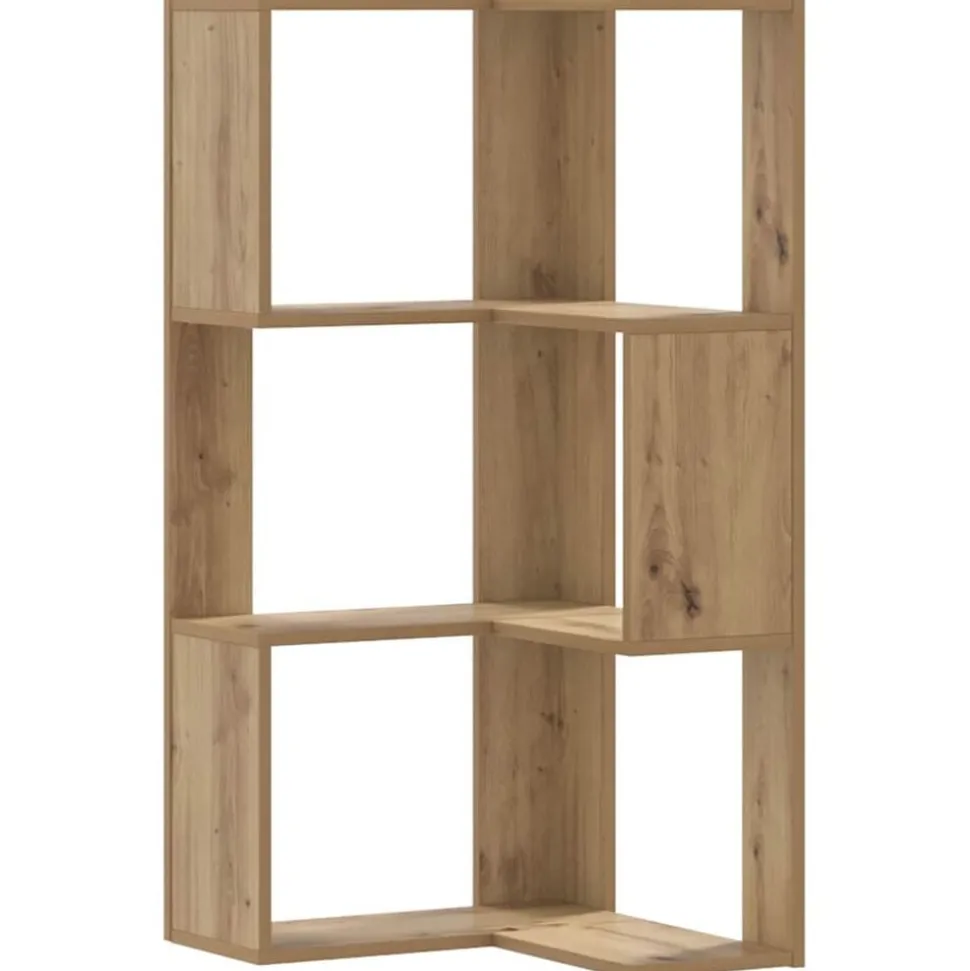 vidaXL Boekenkast 3-laags hoek 50x50x102 cm hout artisanaal eikenkleur