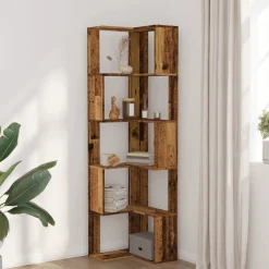 vidaXL Boekenkast 5-laags hoek 50x50x179 cm bewerkt hout oud houtkleur