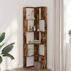 vidaXL Boekenkast 5-laags hoek 50x50x179 cm bewerkt hout gerookt eiken