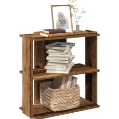 vidaXL Boekenkast 3-laags 60x30x60 cm bewerkt hout oud houtkleur