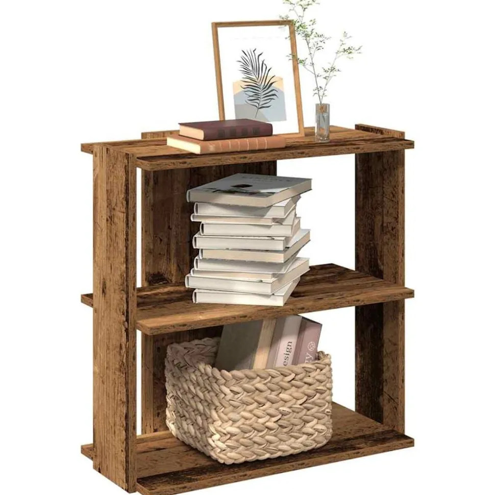 vidaXL Boekenkast 3-laags 60x30x60 cm bewerkt hout oud houtkleur
