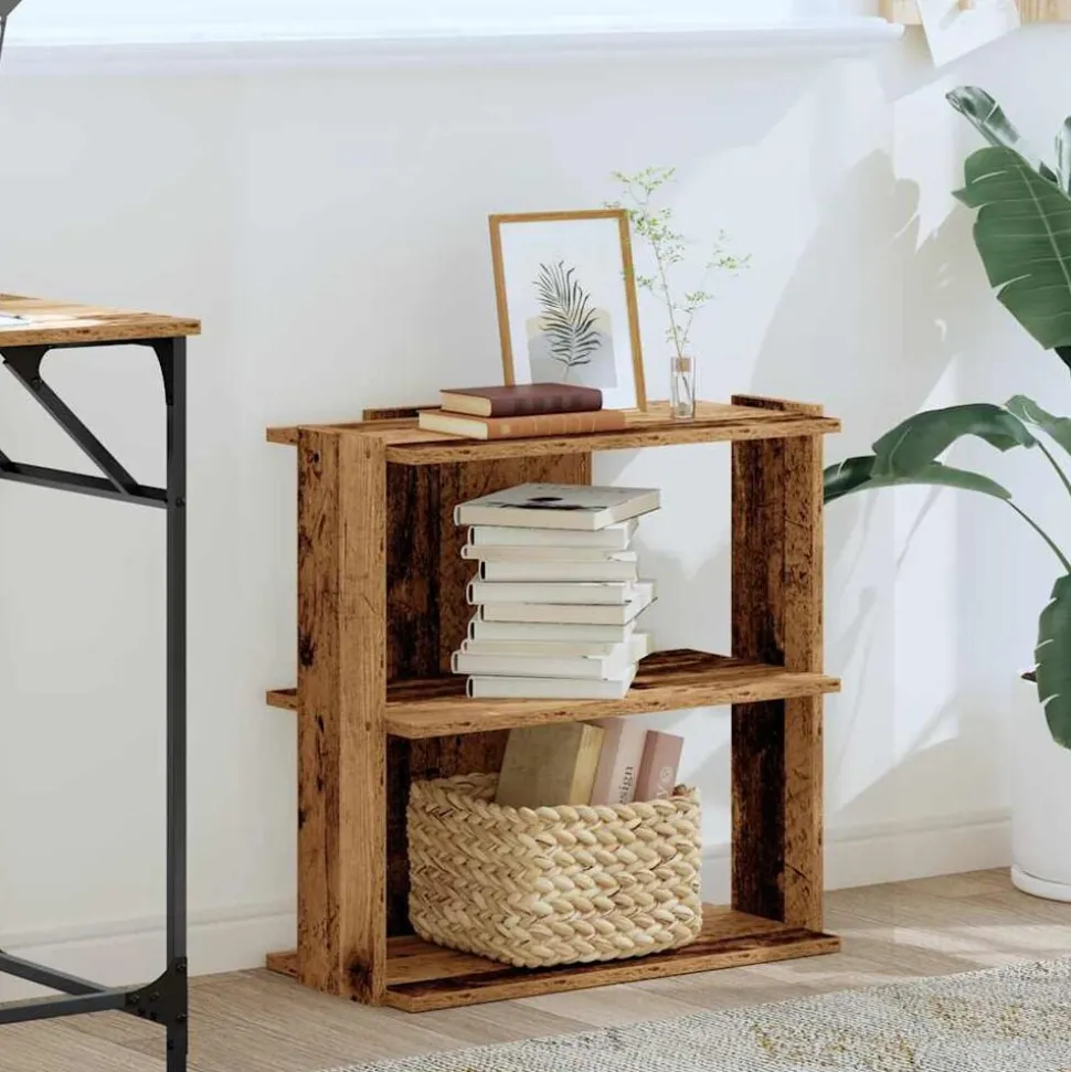 vidaXL Boekenkast 3-laags 60x30x60 cm bewerkt hout oud houtkleur