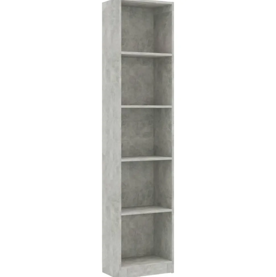 vidaXL Boekenkast met 5 schappen 40x24x175 cm bewerkt hout betongrijs
