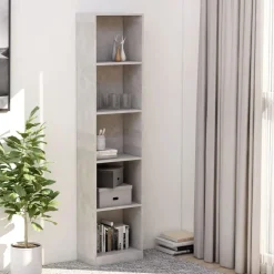 vidaXL Boekenkast met 5 schappen 40x24x175 cm bewerkt hout betongrijs