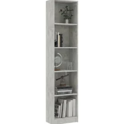 vidaXL Boekenkast met 5 schappen 40x24x175 cm bewerkt hout betongrijs
