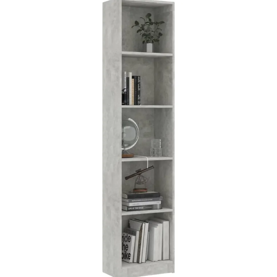 vidaXL Boekenkast met 5 schappen 40x24x175 cm bewerkt hout betongrijs