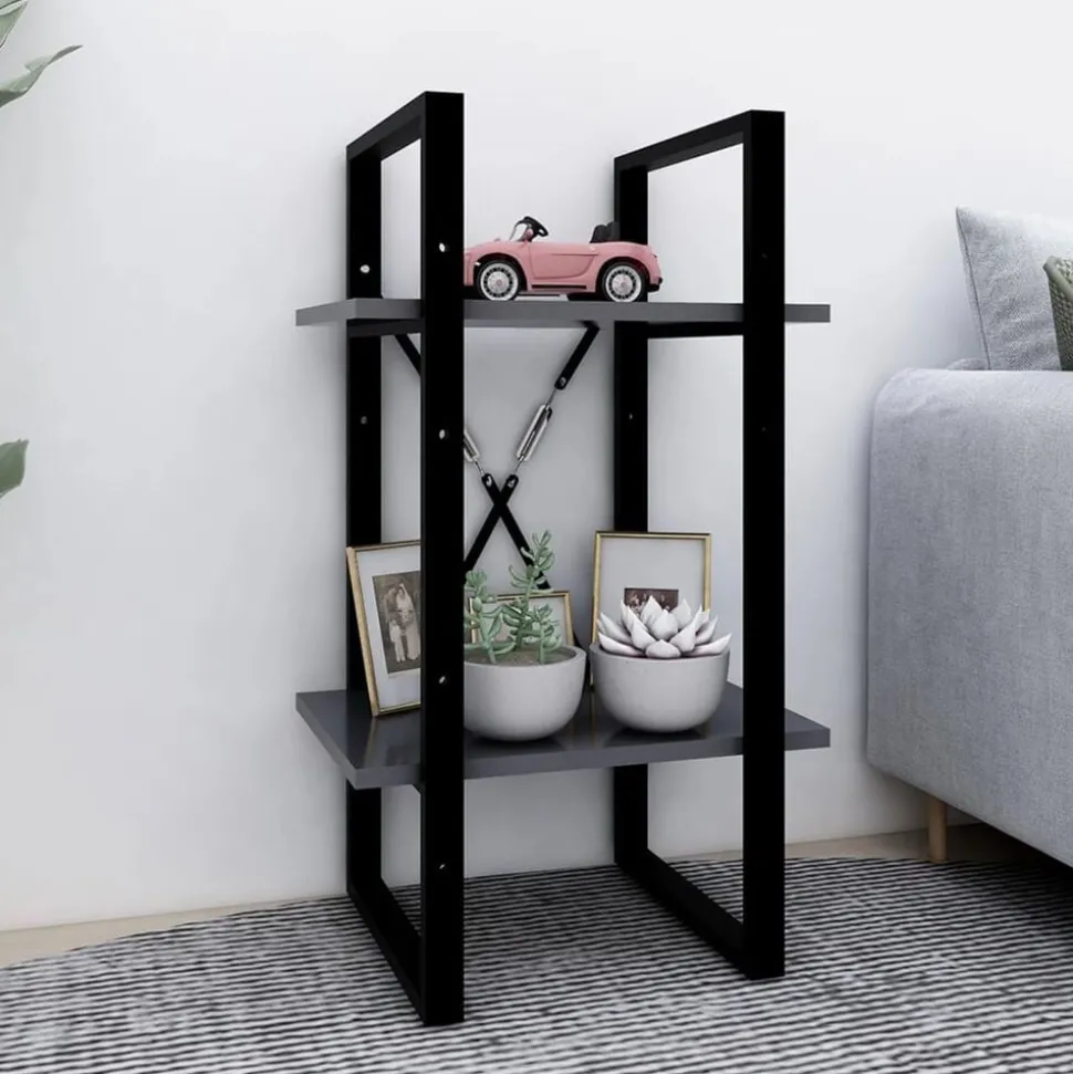 vidaXL Boekenkast met 2 schappen 40x30x70 cm bewerkt hout grijs