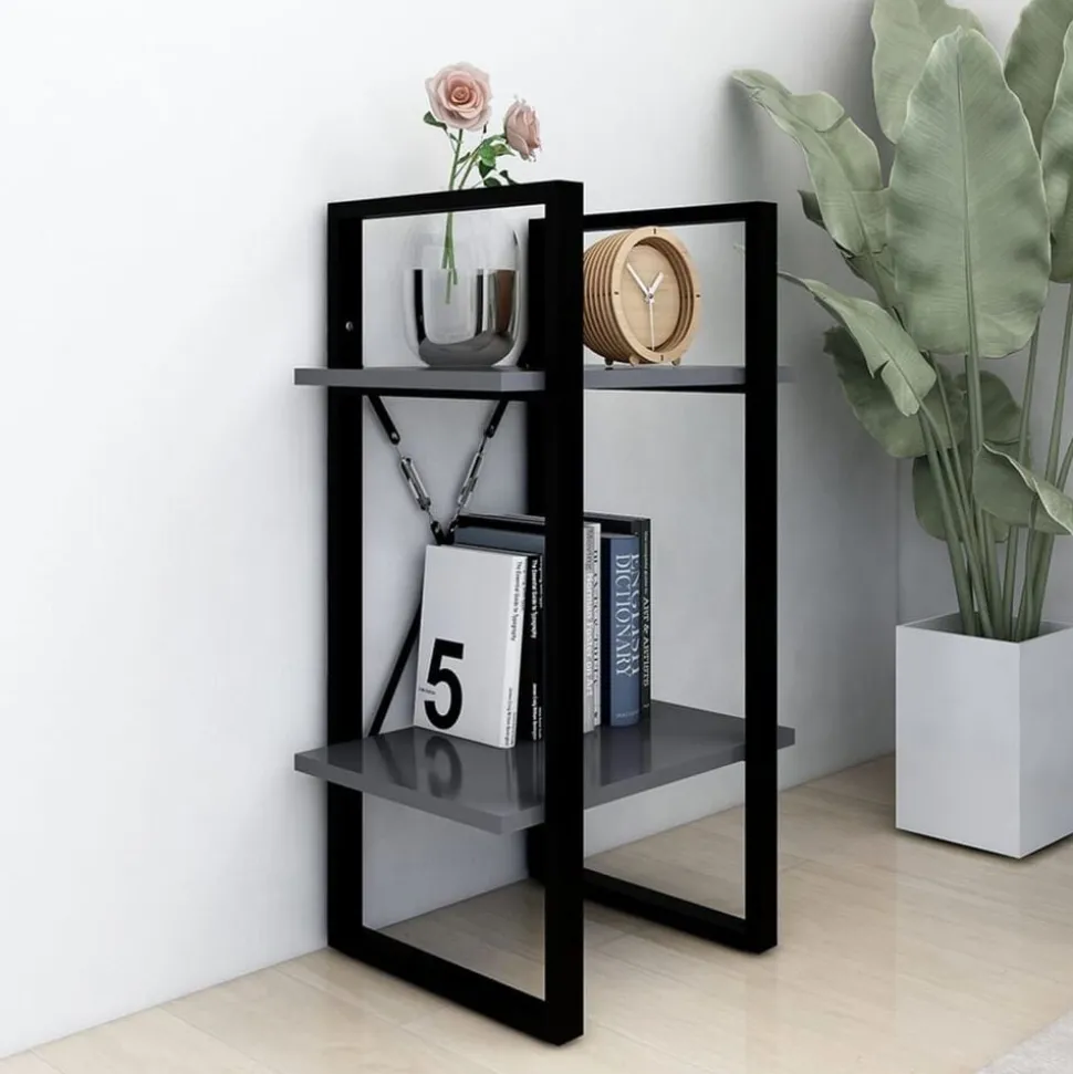 vidaXL Boekenkast met 2 schappen 40x30x70 cm bewerkt hout grijs