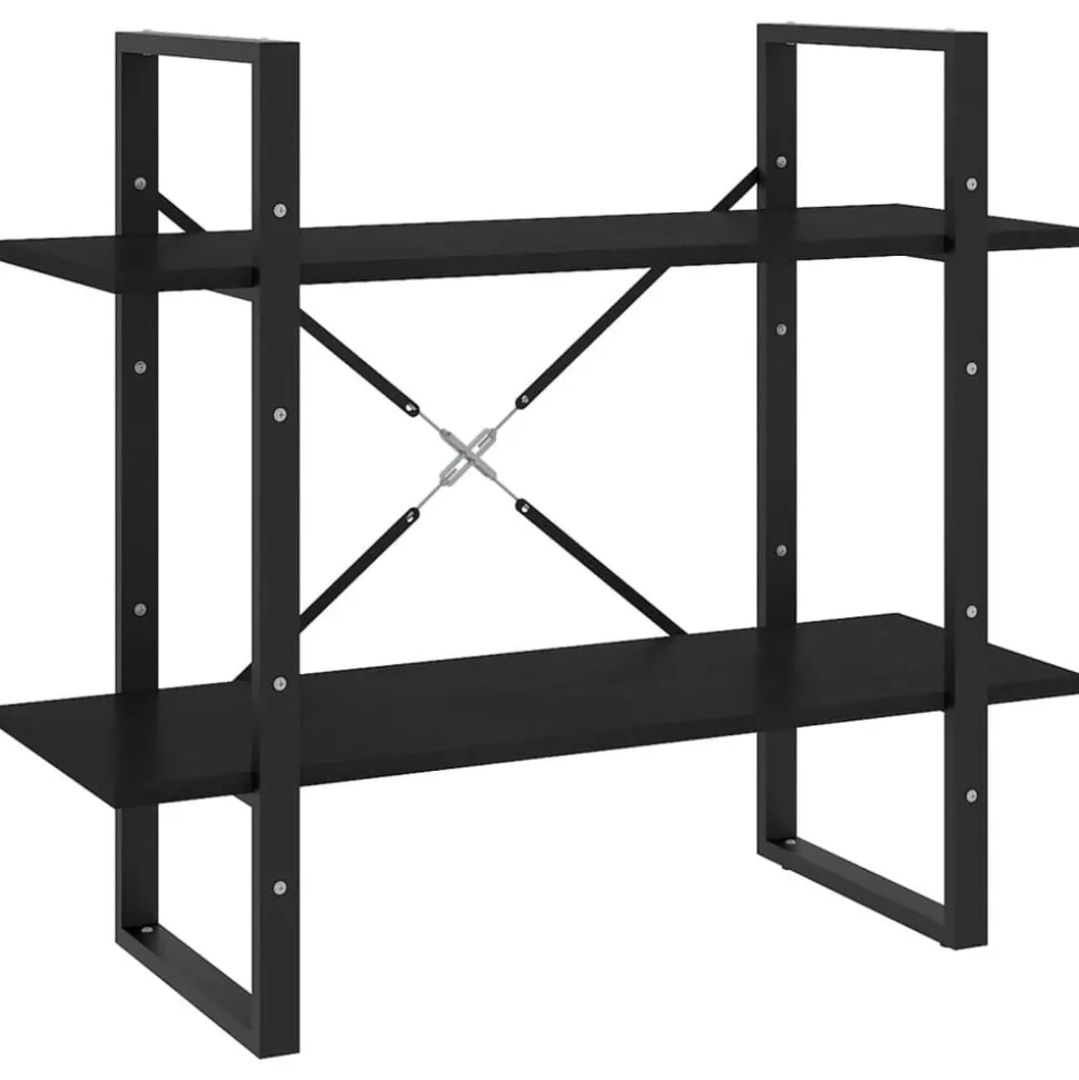 vidaXL Boekenkast met 2 schappen 80x30x70 cm massief grenenhout zwart