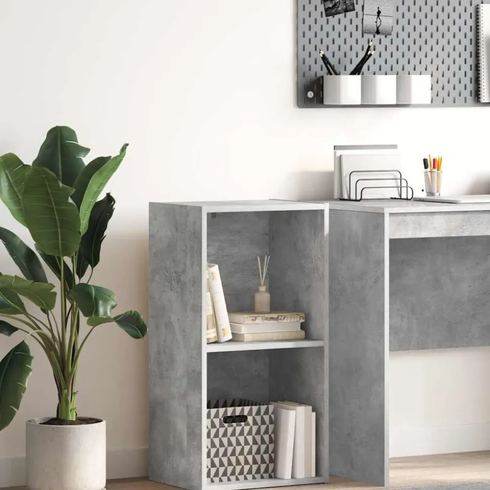 vidaXL Boekenkast met 2 schappen 40x30x76,5 cm bewerkt hout betongrijs