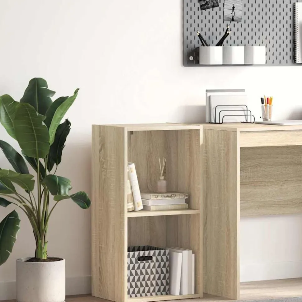vidaXL Boekenkast met 2 schappen 40x30x76,5 cm bewerkt hout sonoma eik