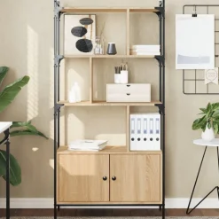 vidaXL Boekenkast met deuren Sonoma eiken 76,5x30x154,5 cm bewerkt hout