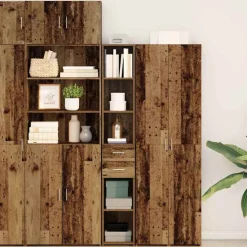vidaXL Boekenkast met lade Oudhout 30 x 42.4 x 185.2 cm