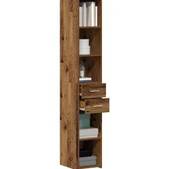 vidaXL Boekenkast met lade Oudhout 30 x 42.4 x 185.2 cm