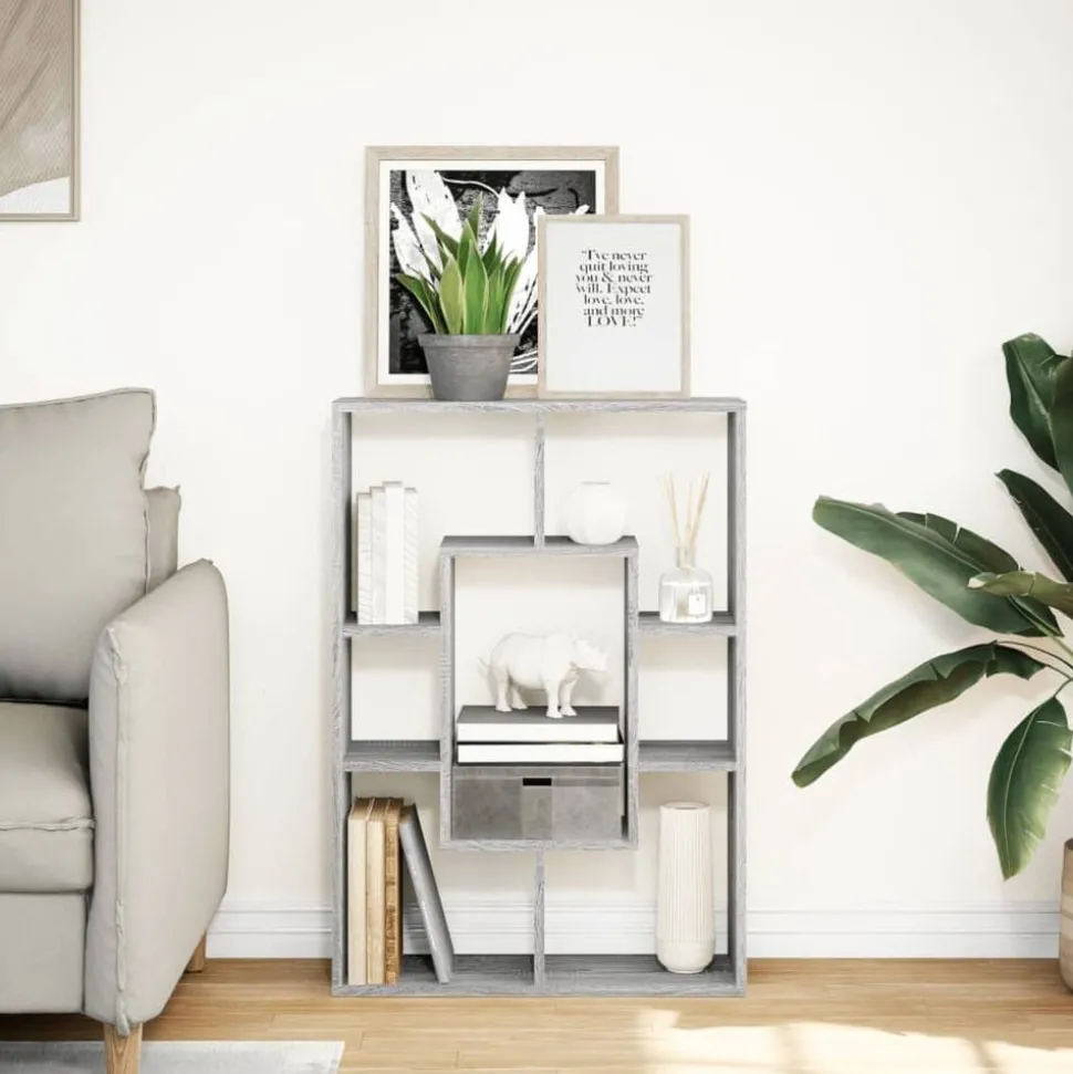vidaXL Boekenkast 63x20x90 cm bewerkt hout grijs sonoma eikenkleurig