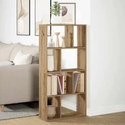 vidaXL Boekenkast 60x20x120,5 cm bewerkt hout artisanaal eikenkleurig