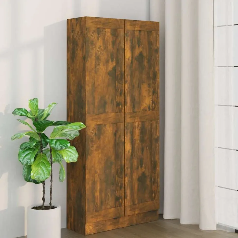 vidaXL Boekenkast 82,5x30,5x185,5 cm bewerkt hout gerookt eikenkleurig