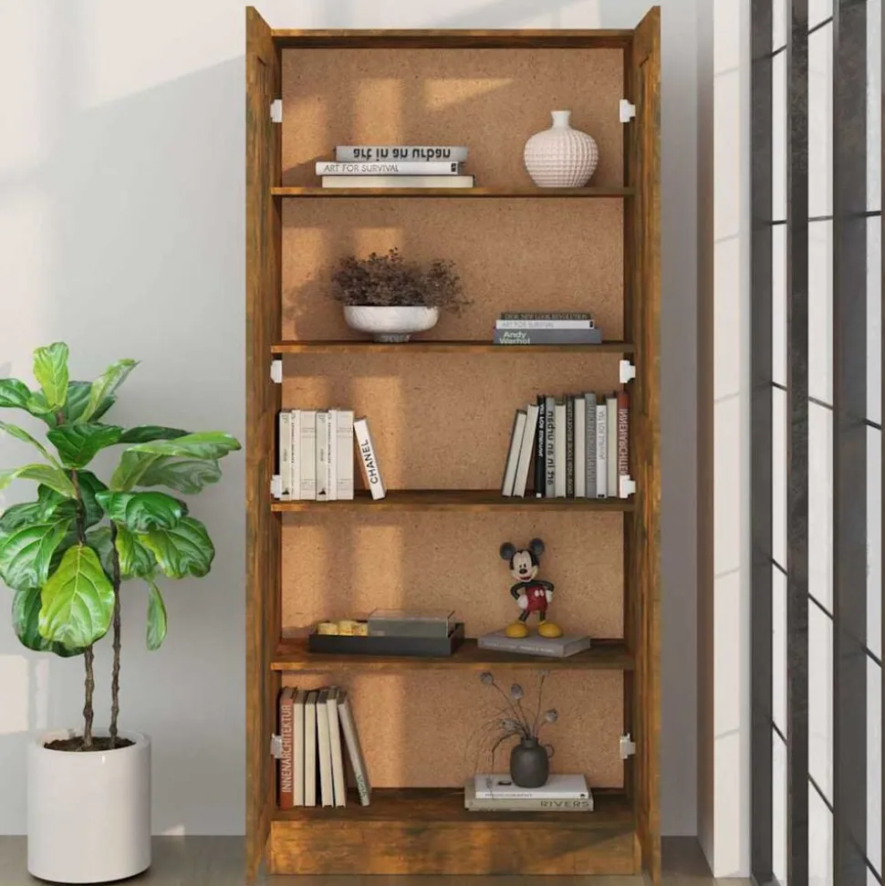 vidaXL Boekenkast 82,5x30,5x185,5 cm bewerkt hout gerookt eikenkleurig