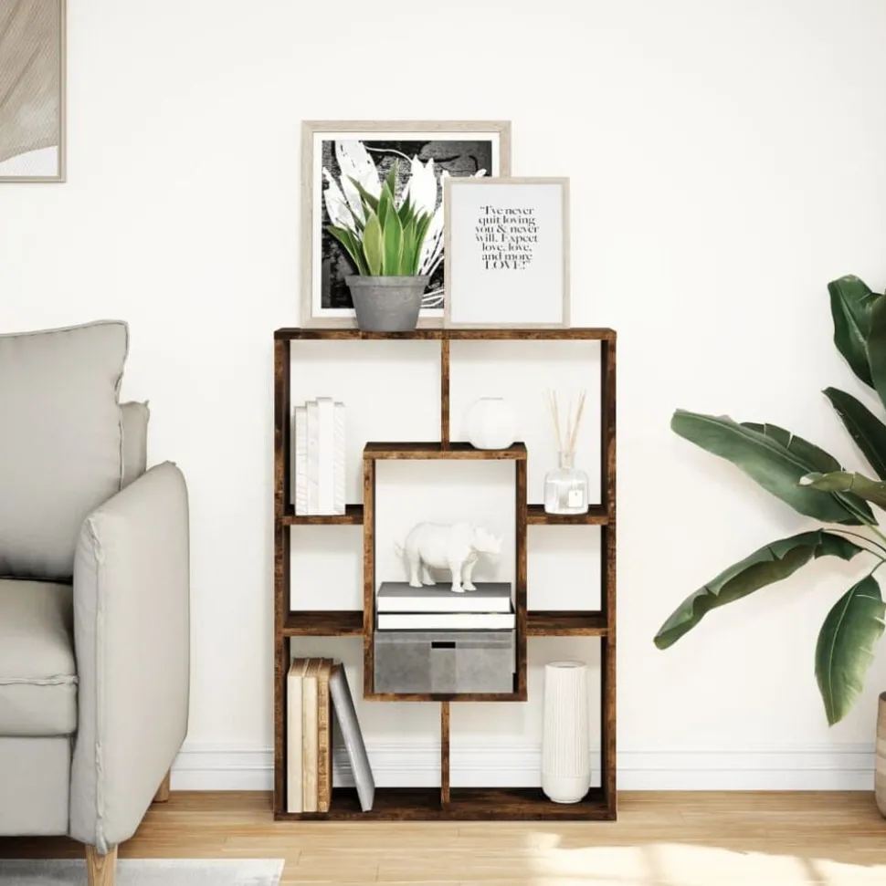 vidaXL Boekenkast 63x20x90 cm bewerkt hout gerookt eikenkleurig