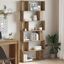 vidaXL Boekenkast 80x24x192 cm bewerkt hout artisanaal eikenkleur