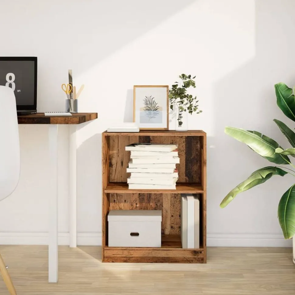 vidaXL Boekenkast 60x24x76 cm bewerkt hout oud houtkleurig