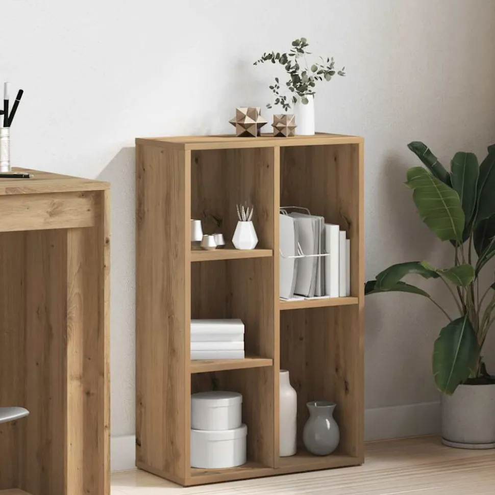vidaXL Boekenkast 50x25x80 cm bewerkt hout artisanaal eikenkleur