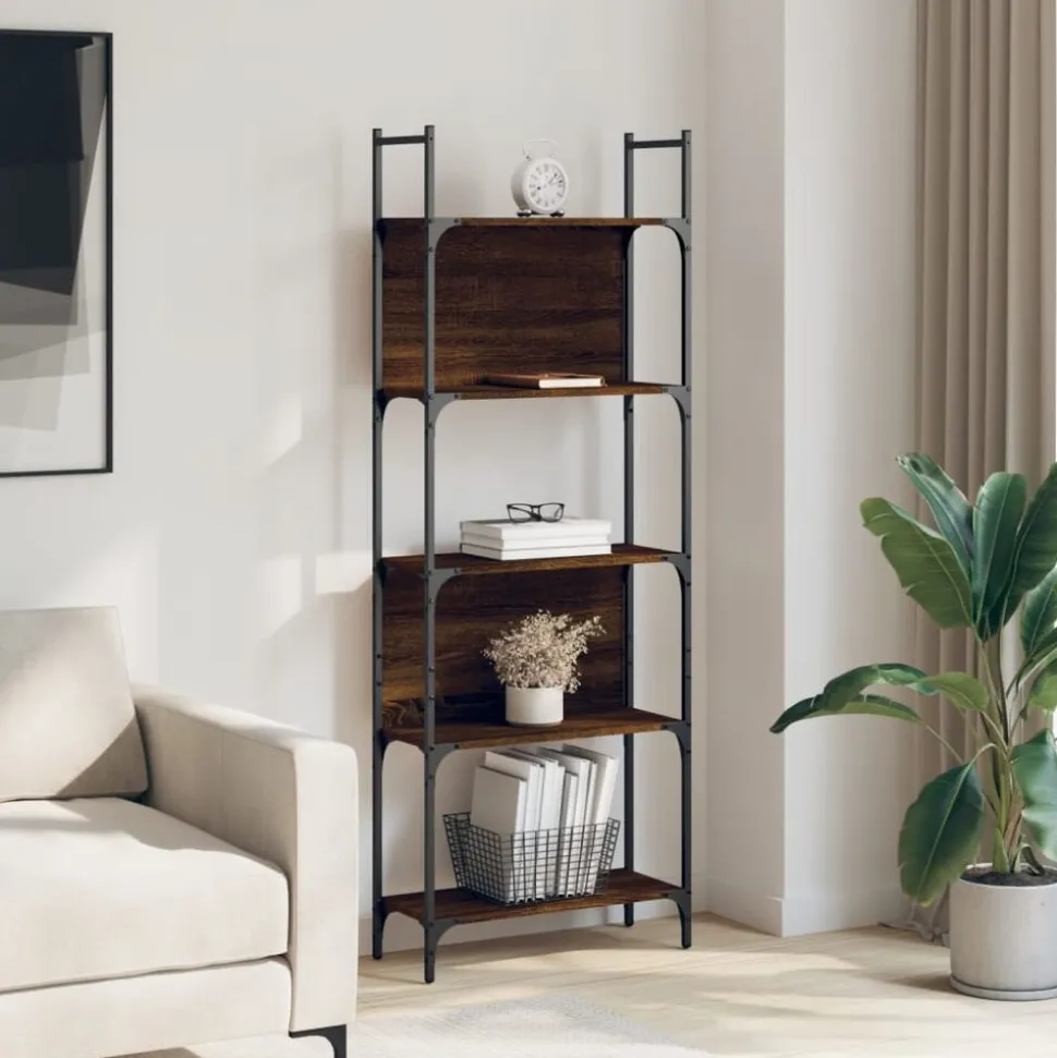 vidaXL Boekenkast 155,5x24x166,5 cm bewerkt hout bruin eikenkleur