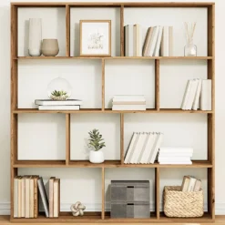 vidaXL Boekenkast 132x29x141,5 cm bewerkt hout artisanaal eikenkleur