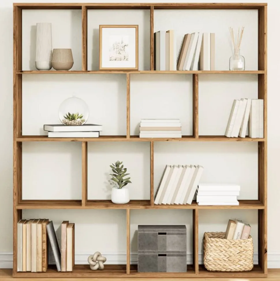 vidaXL Boekenkast 132x29x141,5 cm bewerkt hout artisanaal eikenkleur