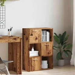 vidaXL Boekenkast 60,5x30x90 cm bewerkt hout oud houtkleurig