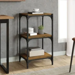 vidaXL Boekenkast 40x33x70,5 cm bewerkt hout en staal gerookt eiken