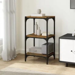 vidaXL Boekenkast 40x33x70,5 cm bewerkt hout en staal gerookt eiken