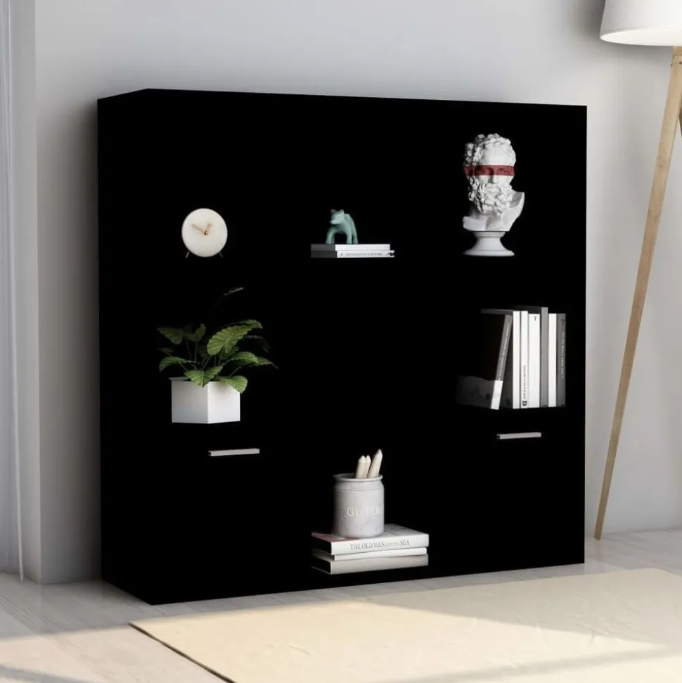 vidaXL Boekenkast 98x30x98 cm bewerkt hout zwart