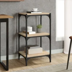 vidaXL Boekenkast 40x33x70,5 cm bewerkt hout en staal Sonoma eiken