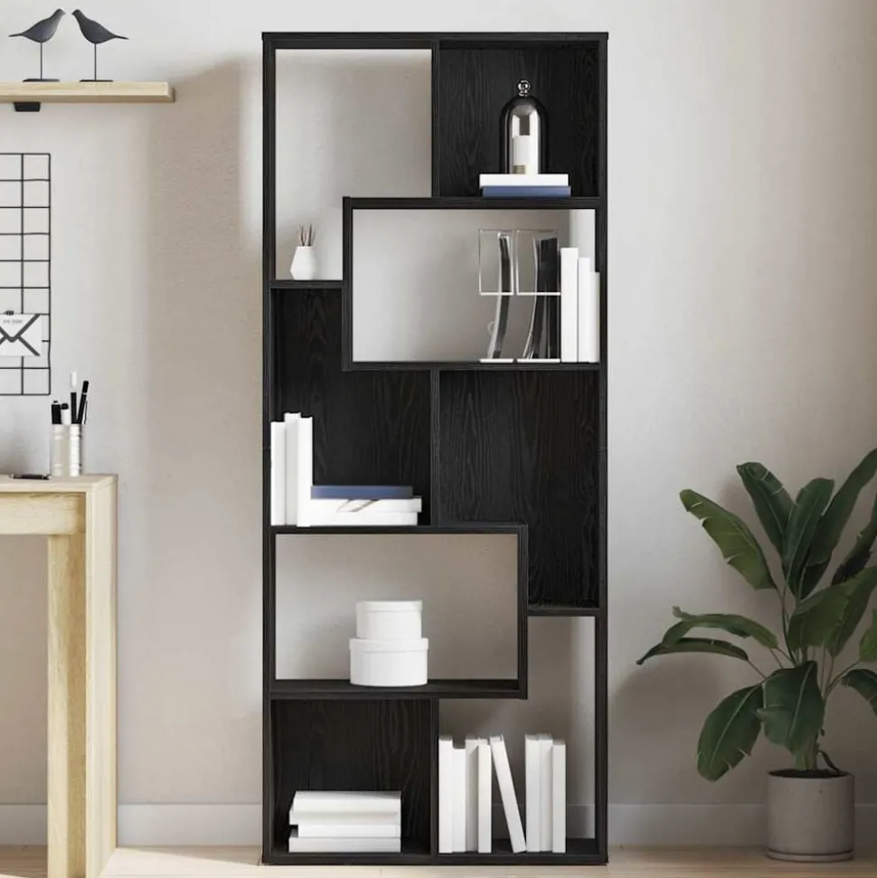 vidaXL Boekenkast 67x24x161 cm bewerkt hout zwart eikenkleurig