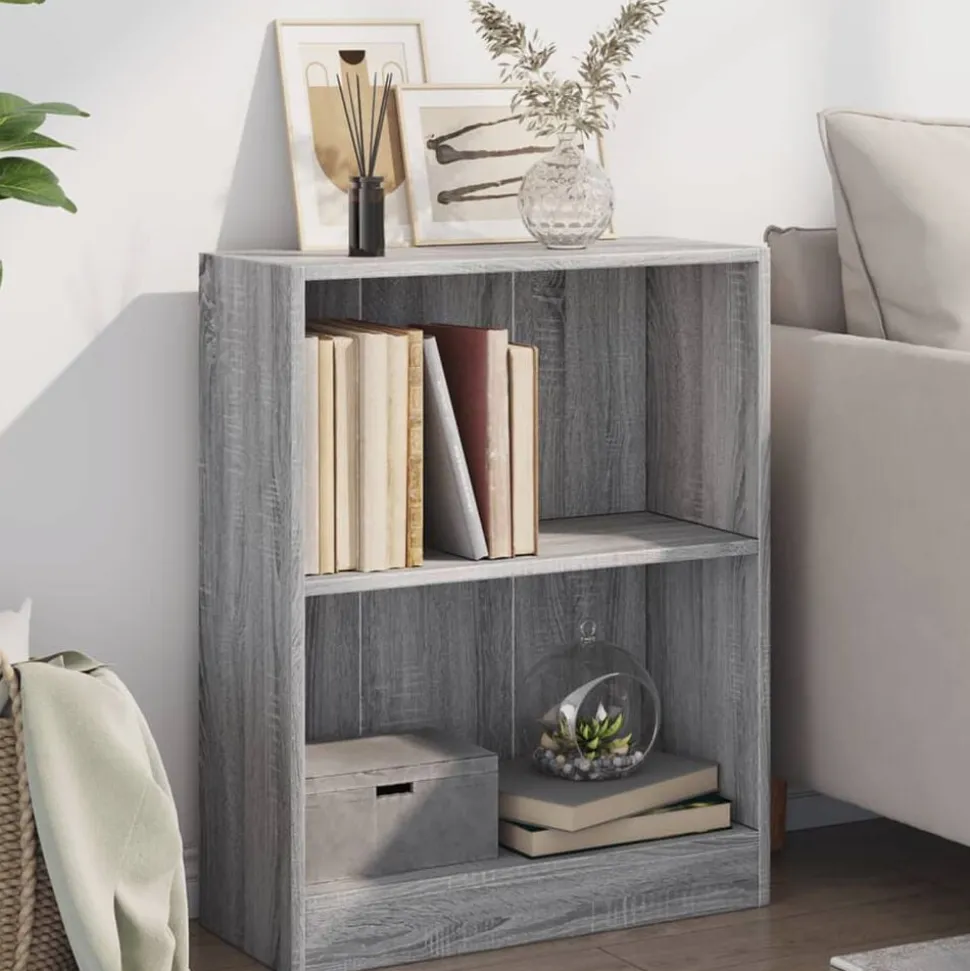 vidaXL Boekenkast 60x24x76 cm bewerkt hout grijs sonoma eikenkleurig
