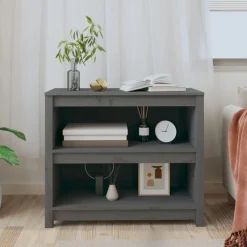 vidaXL Boekenkast 80x35x68 cm massief grenenhout grijs