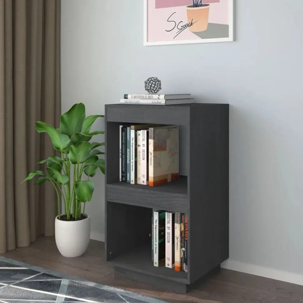 vidaXL Boekenkast 40x35x71 cm massief grenenhout grijs