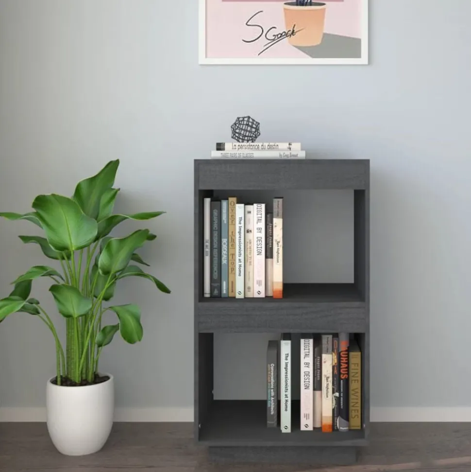 vidaXL Boekenkast 40x35x71 cm massief grenenhout grijs