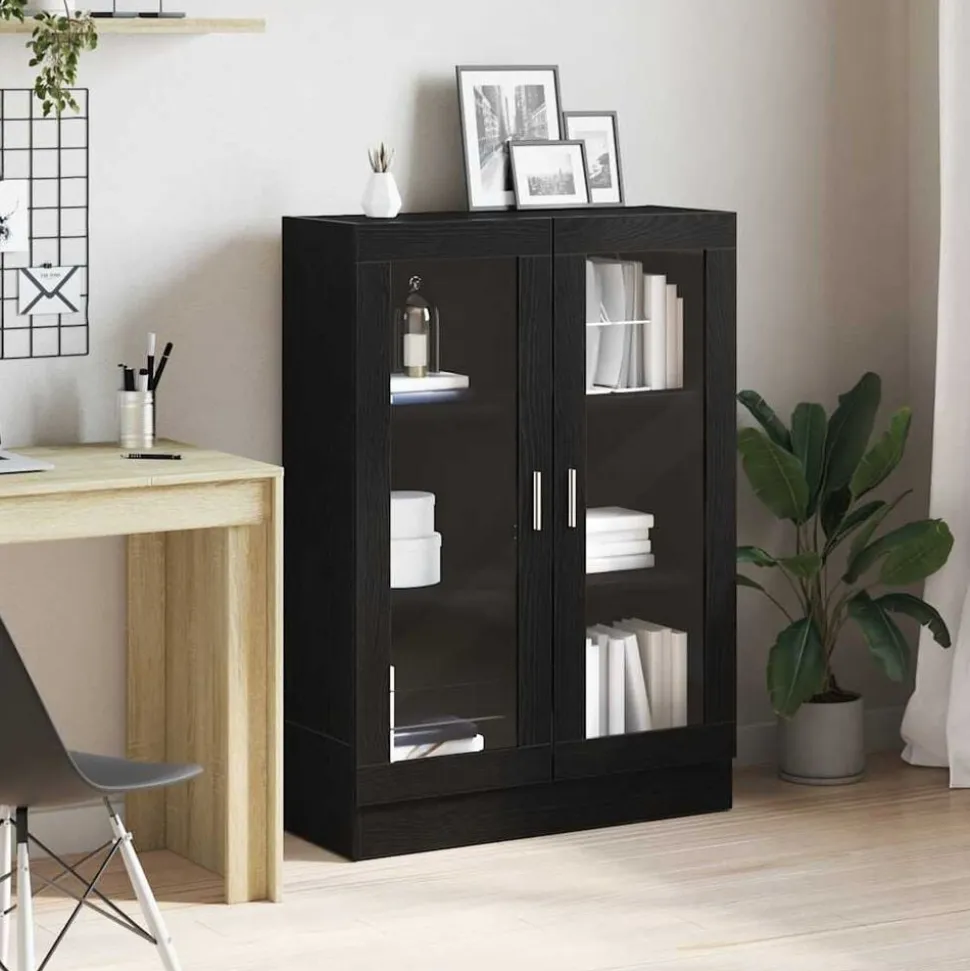 vidaXL Boekenkast 82,5x30,5x115 cm spaanplaat zwart eikenkleurig