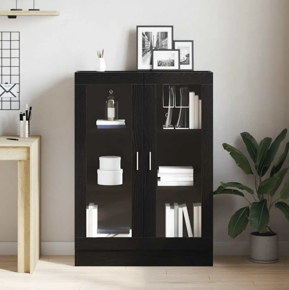 vidaXL Boekenkast 82,5x30,5x115 cm spaanplaat zwart eikenkleurig