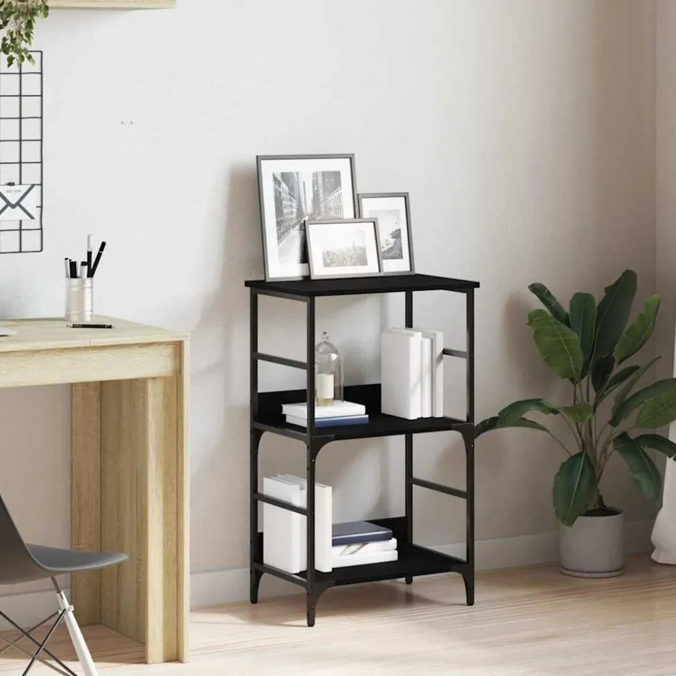 vidaXL Boekenkast Zwart Eiken 50 x 33 x 82 cm Bewerkt hout