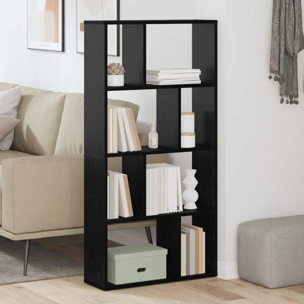 vidaXL Boekenkast Zwart Eiken 60 x 20 x 102,5 cm Bewerkt hout