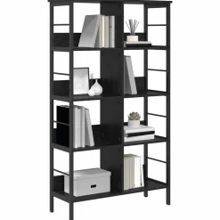 vidaXL Boekenkast Zwart Eiken 82 x 32 x 144,5 cm Bewerkt hout