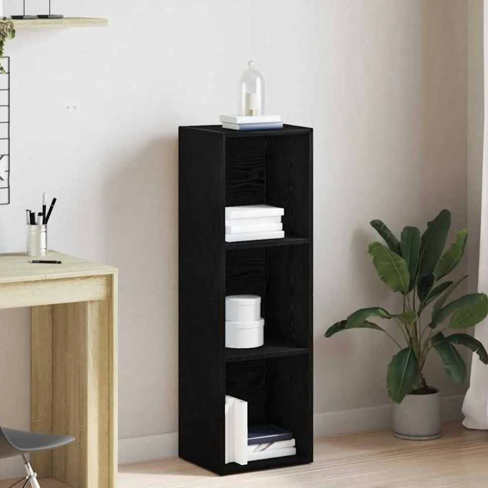 vidaXL Boekenkast Zwart Eiken 36x30x114 cm Bewerkt Hout